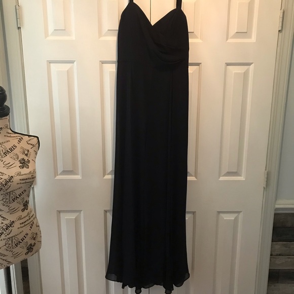 Navy blue formal Jumpsuit with chiffon overlay - Picture 6 of 8